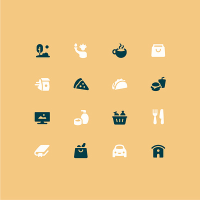 Smoooth ~ Specialty Delivery Icons 🍕 chunky delivery food icon iconography icons landmarks parks playful round shop smooth