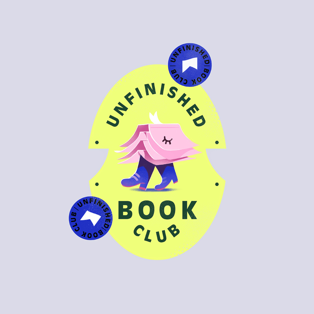 Unfinished Book Club. adventure art direction book book club brand illustration branding character design design graphic design identity illustration logo reading