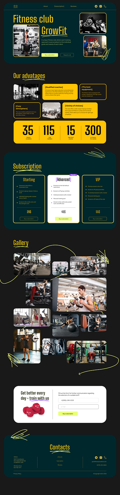 Webdesign for fitness club GrowFit design graphic design ui ux web webdesign website