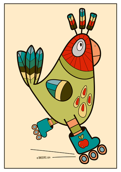 Parrot 2d 2d art animation birdie character cutie drawing ill illustration postcard