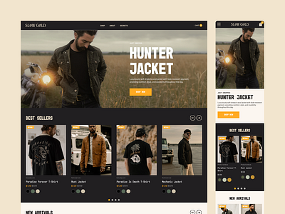 Slow Gold apparel beige branding california clean clothing commerce ecommerce fashion graphic design men shop simple style tan ui ux web