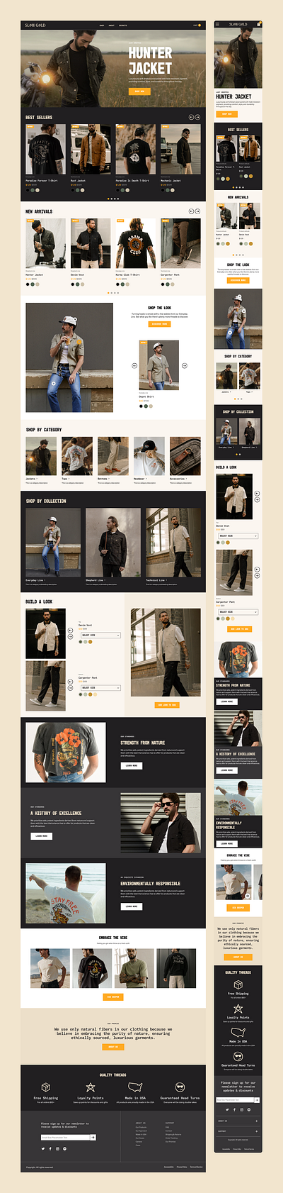Slow Gold apparel beige branding california clean clothing commerce ecommerce fashion graphic design men shop simple style tan ui ux web