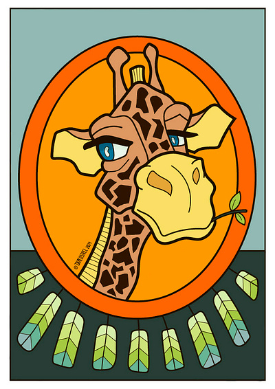 Giraffe 2d 2d art animals character design giraffe illustration postcard