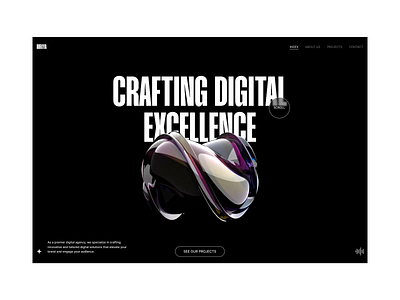 First Screen Abstract Animation 3d abstract agency animation black blender clean design layout modern typography ui ui design ux web web design