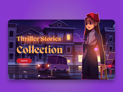 Thriller Stories Collection Concept Page books ebooks illustration ui ux