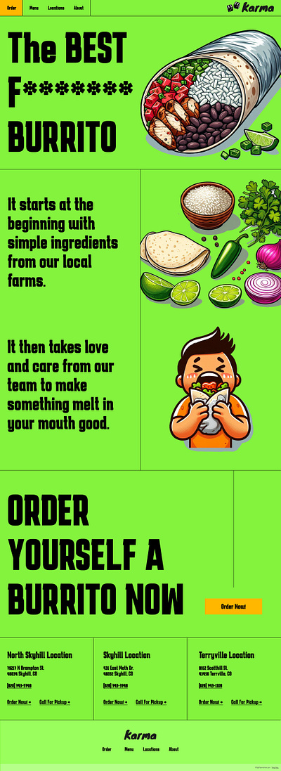 Restaurant Fun Hip Website Mockup branding burrito design fun mockup modern new ui ui ux ux web web design