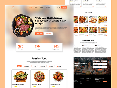 Food Website Design branding design food graphic design landing page lfood website ui ui design uiux web web design
