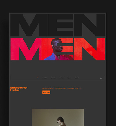 Men's modeling agency web design_Concept aesthetic agency amazing animation branding design fashion figma graphic design men minimal modeling modern portfolio saas sleek studio tech ui ux