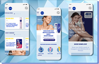 User Interface designs for NIVEA brand 3d animation branding graphic design landing logo motion graphics nivea page product ui uiux