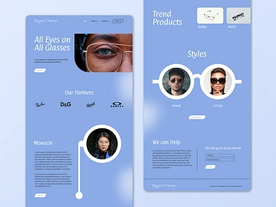 Biggest Champ blue blue website creative website ecommerce eye wear figma designs glasses glasses website graphic design monocle simple ui ux web design web designer web ui website design website designer