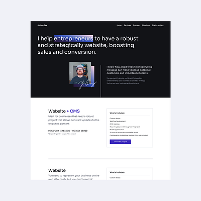 Service page of portfolio web design gradient portfolio pricingpage servicepage uidesign webdesign webflow