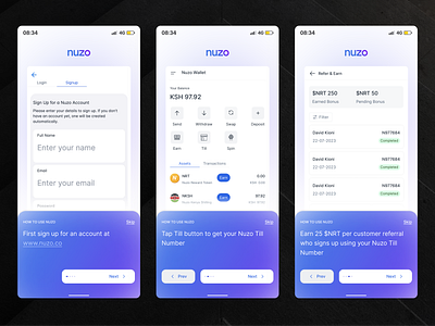 Walkthrough Screen Exploration for Nuzo app crypto design gradient splash ui ui design ux design walkthrough