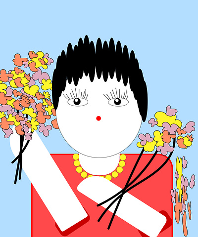 girl with flowers art design flower girl graphic design illustration