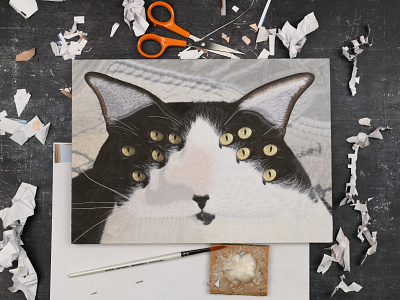 Dudley, studio cat cats collage dribbble eyes illustration