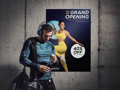 Axinite Fitness Grand Opening Poster 80s a5 flyer a5 poster aerobics fitness flyer grand opening gym gym poster opening opening flyer poster retro