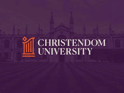 Logo Design for Christendom University branding christian college identity logo pillar purple red school university