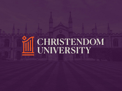 Logo Design for Christendom University branding christian college identity logo pillar purple red school university