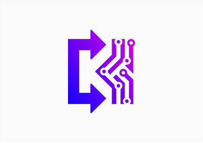 K Technology Logo brand identity clean graphic design initials logo modern sophisticated tech technology vector