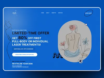 Website design for a medical spa (Laser Treaments) animation beauty design figma graphic design health hero design hero section landing page laser medical medical spa minimal motion graphics ui design web design