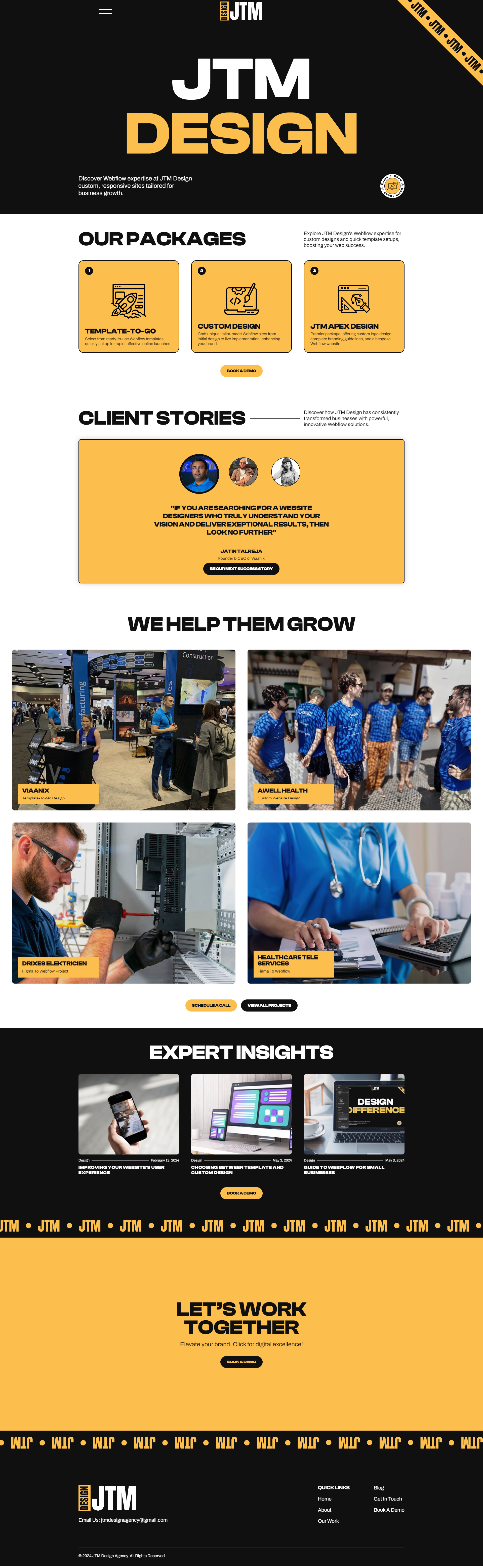 JTM Design Homepage - Web Design Agency Homepage agency design figma ui web design webflow