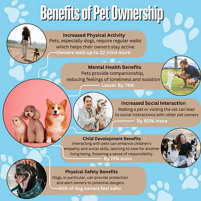 Infographic Posts for Benefits of Pet Ownership for social media graphic design illustration infographic informative instagram post playfull poster