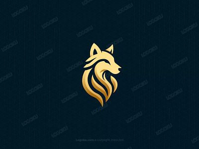 Golden Fox Head logo for sale animals fox golden iconic logo logos minimalist modern simple wolf