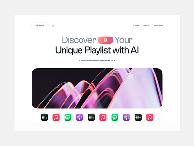 Ai Playlist Generator | Web Design 3d ai animation apple header hero section landing landing page motion graphics music playlist saas ui web web design website