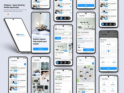 WoSpace - Space Booking Mobile Full App animation app design booking app branding coffee shop design event space graphic design illustration logo mobile app motion graphics rent app space booking typography ui ui design uiux ux design vector