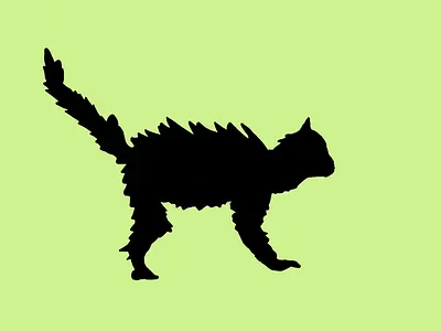 scaredy cat cat feline frightened scared silhouette vector