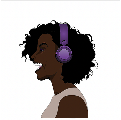 Person with Headphones Concept adobe illustrator black girl branding curly hair girl design graphic design illustration illustrator logo photoshop vector