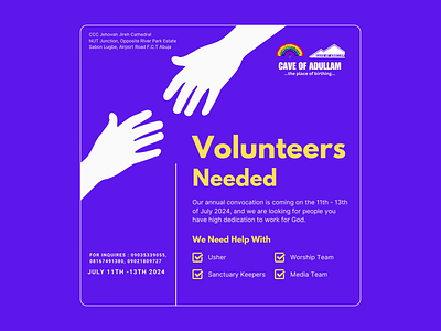 Volunteers Needed Design adobe branding canva cave of adullam design graphic design illustration illustrator interface photoshop volunteer design volunteer needed