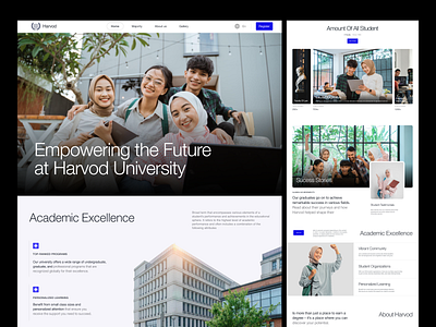 Harvod - University Landing Page campus college digital education elementor framer landing marketing page student template theme ui university webflow website wordpress