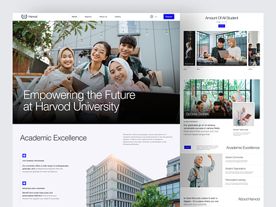 Harvod - University Landing Page campus college digital education elementor framer landing marketing page student template theme ui university webflow website wordpress