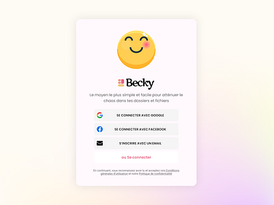 Productivity/Organization app (desktop UI/UX design) - Becky branding connexion continue with facebook continue with google design desktop ui desktopui desktopux graphic design login sign in signin signup ui uiux userinterface ux uxui