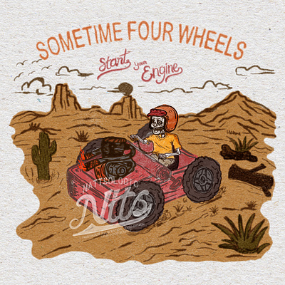 Four Wheels branding graphic design handmade illustration logo retro vector