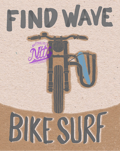 Bike Surf branding graphic design handmade illustration logo retro vector