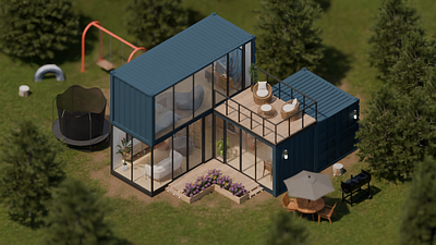 Container Home 3d 3d blender architecture b3d blender design illustration interior design