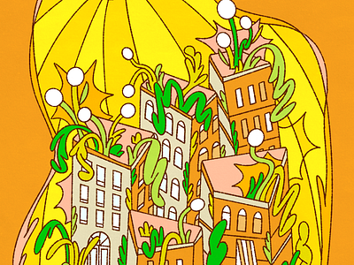 Rooftop Gardens branding bright buildings children illustration childrens illustration flowers garden gardening illustration line nature packaging design seltzer sun sunlight whimsical