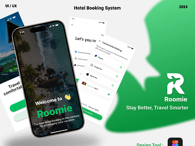 Roomie | Hotel Booking App app app ui application booking system branding design graphic design hotel hotel booking login mobile moblie portfolio project roomie traval ui uiux ux