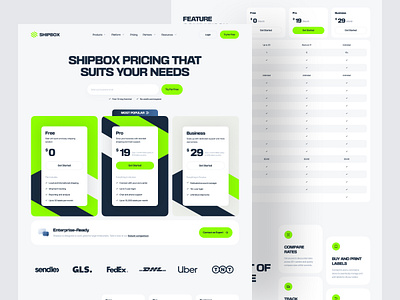 Shipbox - Pricing Page branding cargo delivery design interface landing page logistic marketing minimalist modern pricing pricing page pricing table service shipping ui ux web design web pricing webiste
