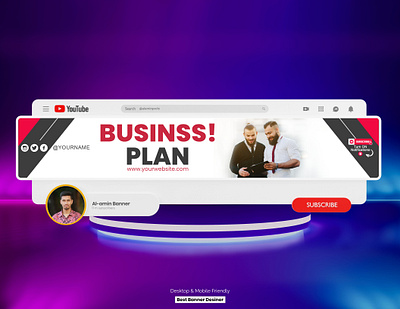 Business Plan custom youtube banner Design art banner youtube channel graphic design