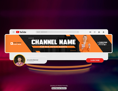 Eye-catching YouTube banner and logo Design and logo design banner youtube logo