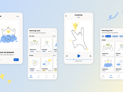 Meditation App app branding graphic design illustration meditation meditation app ui uiux