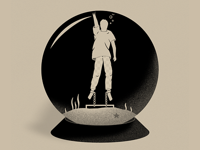 Companion piece black illustration monochrome mood person shading snowglobe underwater white