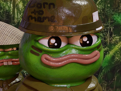 Born to Meme 3d scultping clay frog illustration meme nft