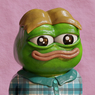 Handsome boy 3d clay frog illustration meme nft