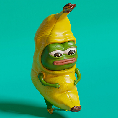 Bananapu 3d banana character design clay frog illustration meme nft