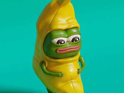 Bananapu 3d banana character design clay frog illustration meme nft