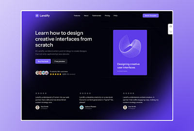 Landify - Framer Templates branding dark mode design design system ebook figma figma ui framer framer template framer templates framer ui framer ui design illustration landing ui ui book ui design web design