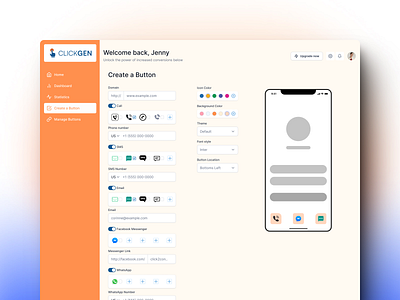 Streamlined CTA Button Widget Management with Clickegen Control android app application branding control panel cta button widget customization design illustration logo marketing strategy real time analytics responsive design ui ui design uiux uiux design user friendly dashboard ux